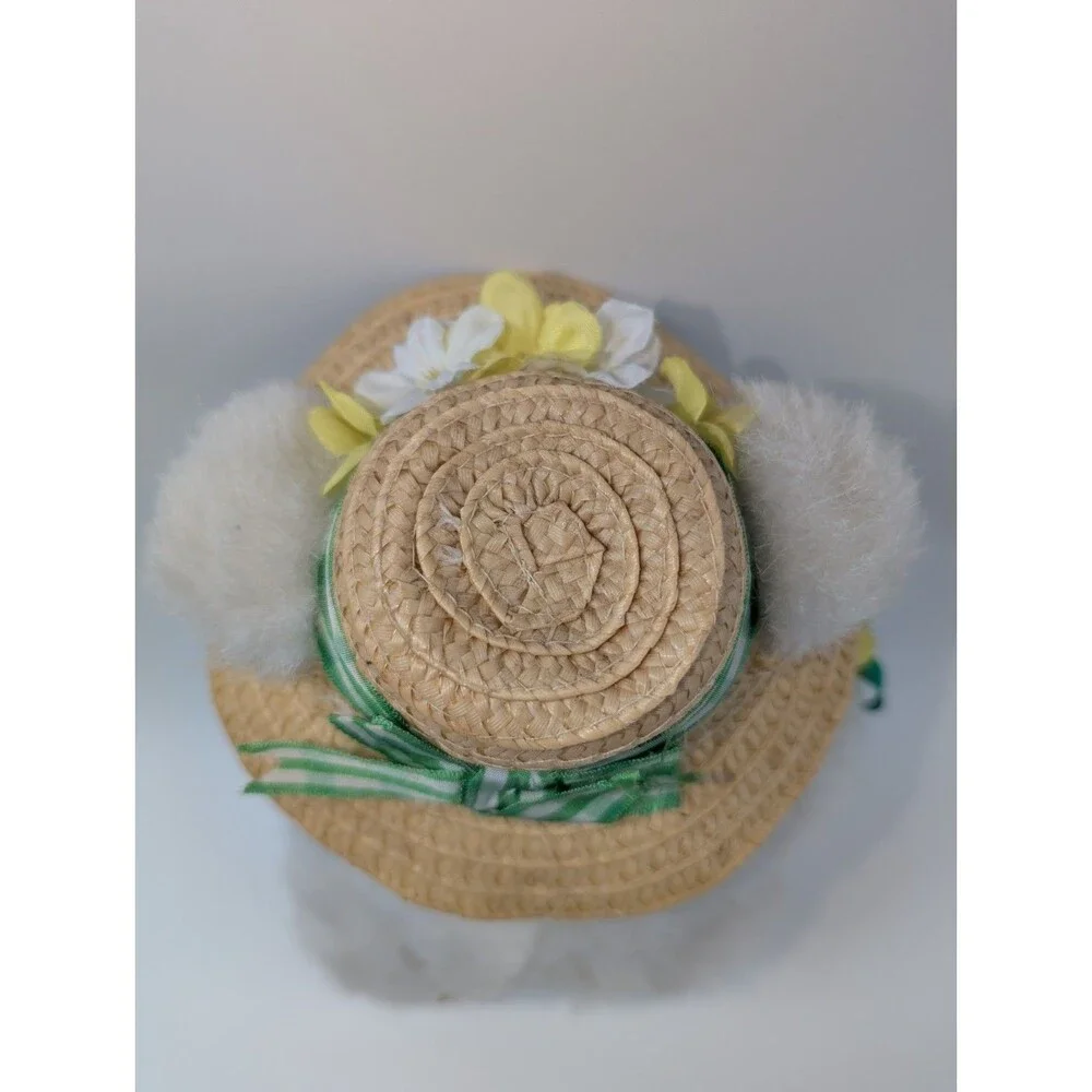 Gorham Aloysius April Plush Teddy Bear Straw Hat Flowers Collectible Easter